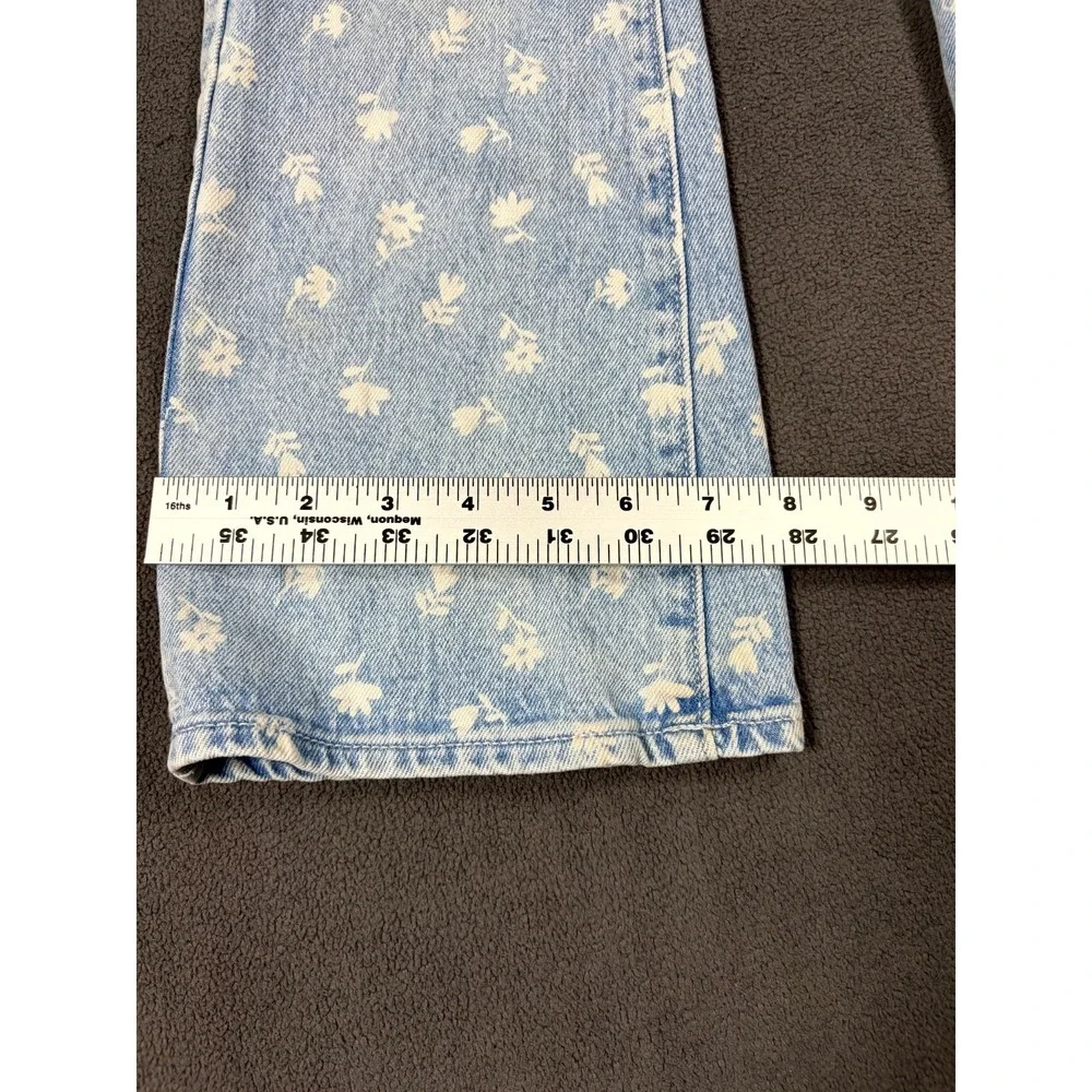 Old Navy High Rise Flare Jeans Girls 10 Plus Blue Floral Denim Cotton Stretch